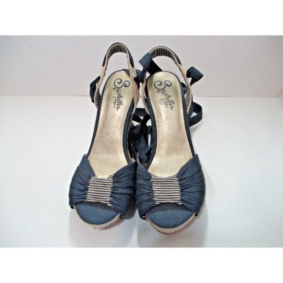 Seychelles Navy Blue Peep-Toe Espadrilles - NWOB - Size 7.5 - Picture 5 of 11